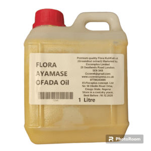 1 litre Flora Ayamase Ofada oil (Bleached red palm oil)